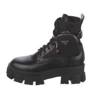 Prada Nylon printed black combat boots